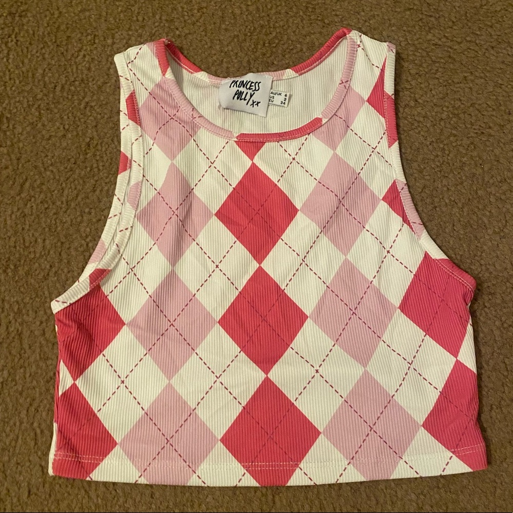 princess polly pink argyle top